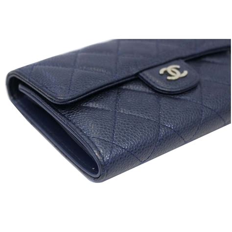 chanel grained leather navy blue flap long wallet|The Ultimate Chanel Flap Guide .